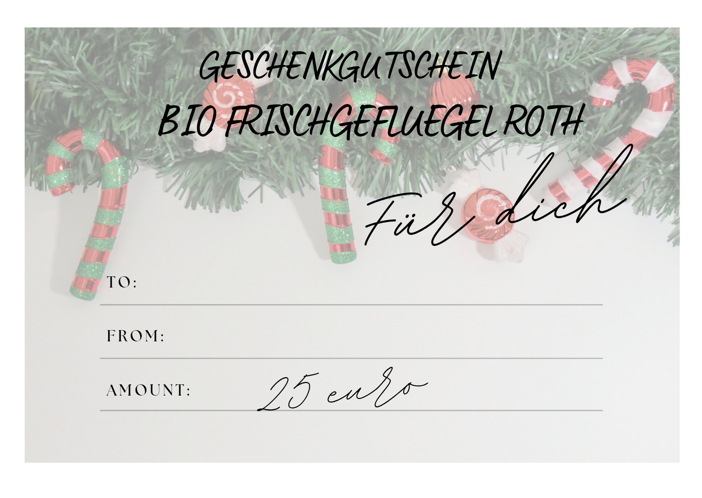 Bio-Frischgeflügel Roth Geschenkgutschein 25 Euro